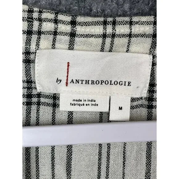 Anthropologie Darlene Plaid Peasant Blouse Women’s Size M Lightweight Wool Blend - Picture 6 of 10